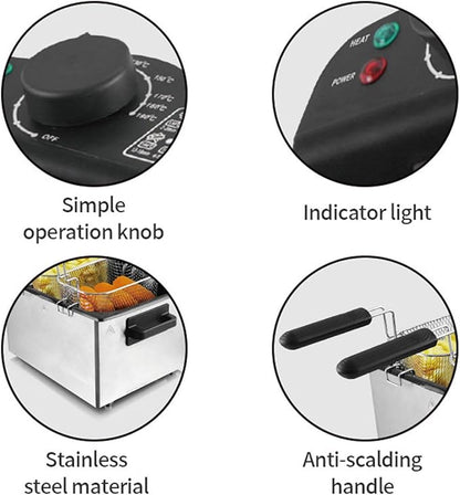 Freidora Eléctrica Doble de Acero Inoxid