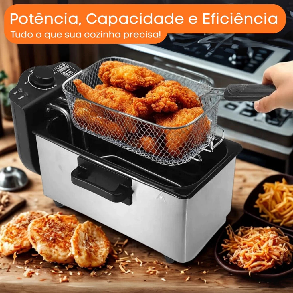 Freidora Eléctrica Doble de Acero Inoxid
